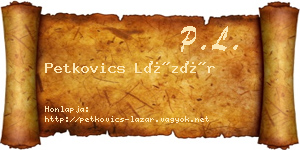 Petkovics Lázár névjegykártya